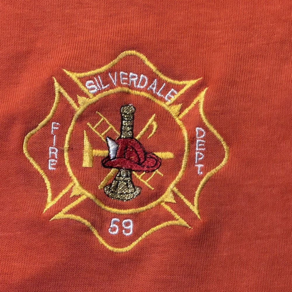 Vintage Hanes Fire Dept Polo XL Red Silverdale FD Shirt - Picture 2 of 6